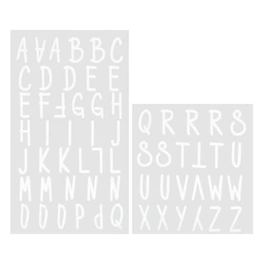 12 Packs: 62 ct. (744 total) Iron-On White Fun Font Alphabet by Make Market&#xAE;